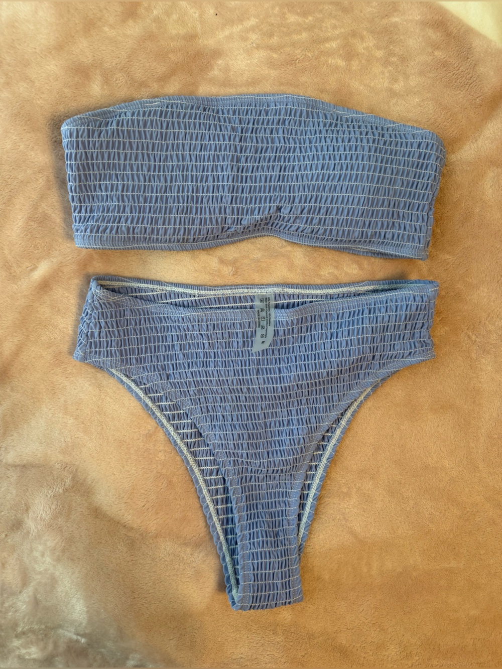 Blue Textured Bikini Bottoms